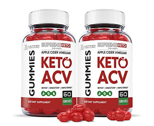 Justified Laboratories (2 Pack) Supreme Keto ACV Gummies 1000MG with Pomegranate Juice Beet Root B12 120 Gummys