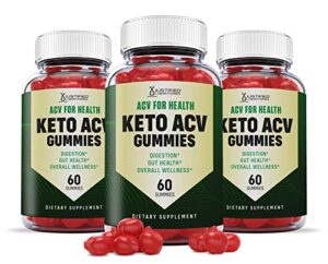 justified laboratories (3 pack) acv for heath keto acv gummies 1000mg with pomegranate juice beet root b12 180 gummys