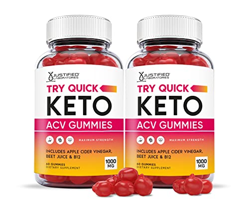 Justified Laboratories (2 Pack) Try Quick Keto ACV Gummies 1000MG with Pomegranate Juice Beet Root B12 120 Gummys