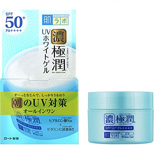 Rohto New Hadalabo Gokujun All In One UV White Gel SPF50+^PA++++ - 90g (Green Tea Set)