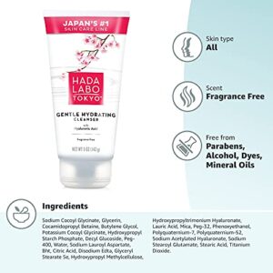 Hada Labo Tokyo Gentle Hydrating Foaming Facial Cleanser Tube, Unscented 5 Ounce