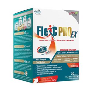 labo nutrition flexc pro ex, full spectrum collagen, type i, ii, iii, v & x, peptan collagen, eggshell membrane, water soluble silica & curcumin c3 reduct, for joint, bones, muscles, nails, skin