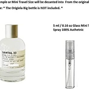 1x Le Labo Santal 33 EDP 5 ml 0.16 oz Glass Mini Travel Size Refillable