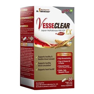 labo nutrition vesseclear ex: nattokinase nsk-sd+elastin f for clean & flexible blood vessel. japan’s most clinically studied, functional dose