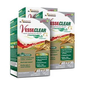 labo nutrition vesseclear cx: nattokinase nsk-sd + gamma oryzanol for clean blood vessel & healthy ageing, japan’s most clinically studied, support healthy cholesterol, heart, vegan, 60sx3