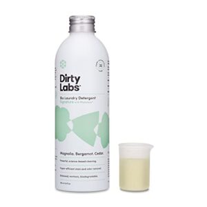 dirty labs | signature scent | bio-liquid laundry detergent | 32 loads (8.6 fl oz) | hyper-concentrated | high efficiency & standard machine washing | nontoxic, biodegradable | stain & odor removal