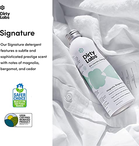 Dirty Labs | Signature Scent | Bio-Liquid Laundry Detergent | 32 Loads (8.6 fl oz) | Hyper-Concentrated | High Efficiency & Standard Machine Washing | Nontoxic, Biodegradable | Stain & Odor Removal