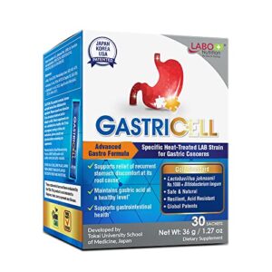 GASTRICELL - Eliminate H. Pylori, Relieve Acid Reflux and Heartburn, Regulate Gastric Acid - Targets The Root Cause of Recurring Gastric Problems, Natural Defence Against Gastric Distress -30 sachets