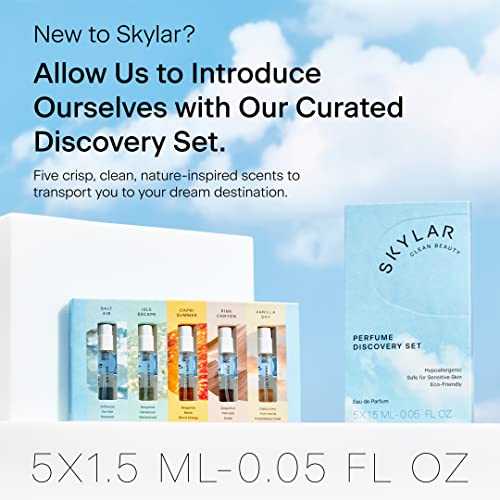 Skylar Eau de Parfum Discovery Set: Clean Perfume Samples for Women & Men - Mini Perfume Set, Mini Perfumes for Women, Fragrance Sets - Hypoallergenic & Vegan - 5x1.5mL Fresh Perfume Samples