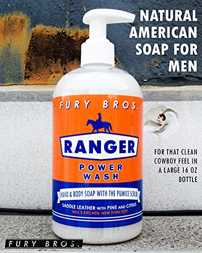 Fury Bros. Supra 56 Premium Hand & Body Power Wash From Cedar, Sandalwood, Patchouli | All Natural, Vegan Friendly With Pumice Scrub | Made In The USA | 16 oz