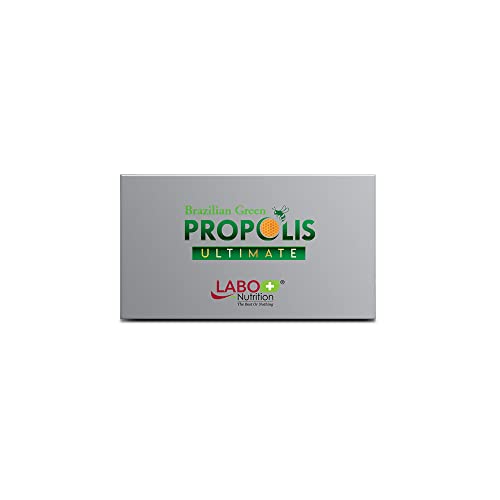 LABO Nutrition Brazilian Green Propolis Ultimate - Contains >7% or 28mg per Serving Artepillin C & >5% Flavonoids, for Immune & Brain Support, Natural, High Concentrate & Premium, 60 Veg Capsules