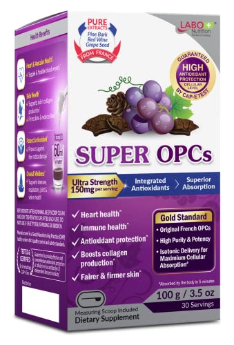 LABO Nutrition Super OPCS – Premium French Maritime Pine Bark Extract, 150mg per Serving – for Healthy Circulation, Radiant Skin, Immunity, Heart Health, Antioxidant Protection – Gluten Free