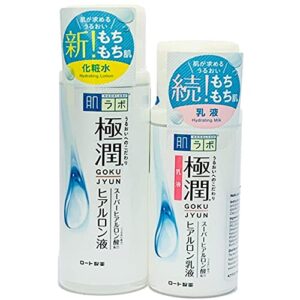 hada labo gokujyun super hyaluronic acid hydrating lotion (5.7fl/170ml) & milk (4.7fl/140ml) set