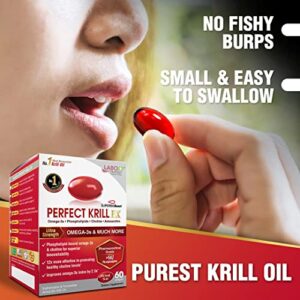 LABO Nutrition Perfect Krill EX, The Purest Ultra Strength Antarctic Krill Oil, Highest Phospholipids (>56%) with Choline & Astaxanthin, Omega 3, Heart & Joint Support, 100% Made In USA, 2x 60softgels