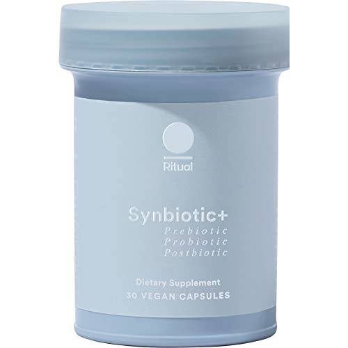 Ritual Synbiotic+ : Probiotic, Prebiotic, Postbiotic, 3-in-1 Formula for Gut Health, Bloat Support, Immune Support, Clinically-Studied, Delayed-Released Capsule Designed to Thrive, 30 Vegan Capsules