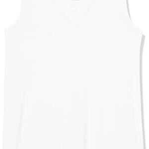 Amazon Essentials Women's Jersey Standard-Fit V-Neck Scoopback Tank Top (Previously Daily Ritual), White, Medium