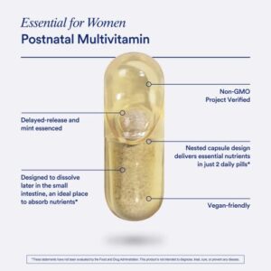 Ritual Postpartum Essentials Multivitamin with Omega-3 DHA & Choline for Lactation Support, Vitamin A, C, D3 & Zinc for Immune Function Support*, B12, Iodine, Biotin, Mint Essenced, 60 Vegan Capsules