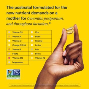 Ritual Postpartum Essentials Multivitamin with Omega-3 DHA & Choline for Lactation Support, Vitamin A, C, D3 & Zinc for Immune Function Support*, B12, Iodine, Biotin, Mint Essenced, 60 Vegan Capsules