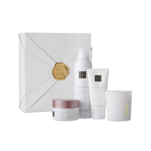 rituals sakura renewing gift set – foaming shower gel, body scrub, body cream & candle with rice milk & cherry blossom – medium