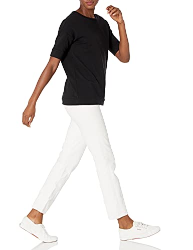 Daily Ritual Women's Terry Cotton and Modal Slouchy Short-Sleeve Sweatshirt, Black, Small