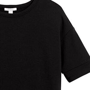 Daily Ritual Women's Terry Cotton and Modal Slouchy Short-Sleeve Sweatshirt, Black, Small