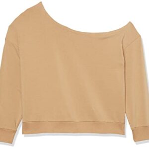 Daily Ritual Women's Terry Cotton & Modal Cut Out Shoulder Sweatshirt, Tan, Small