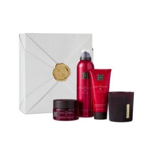 RITUALS Ayurveda Rebalancing Gift Set - Foaming Shower Gel, Body Scrub, Body Cream & Candle with Indian Rose & Sweet Almond Oil - Medium