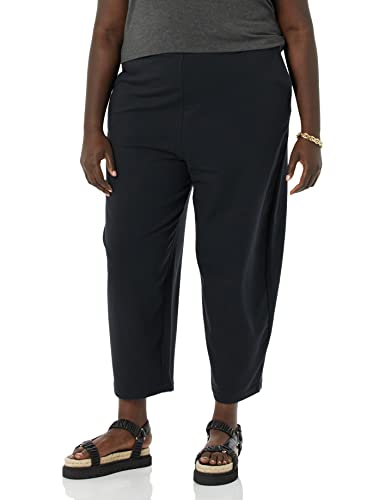 Daily Ritual Women's Terry Cotton & Modal Barrel-Leg Sweatpant, Black, Large