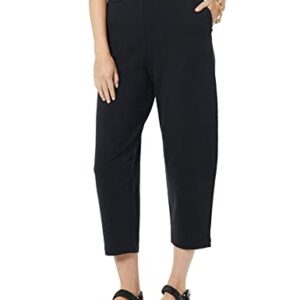 Daily Ritual Women's Terry Cotton & Modal Barrel-Leg Sweatpant, Black, Large