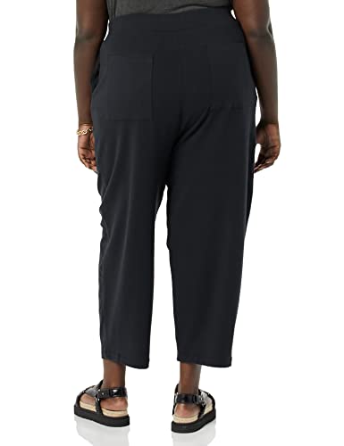 Daily Ritual Women's Terry Cotton & Modal Barrel-Leg Sweatpant, Black, Large