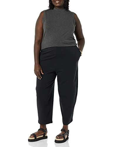 Daily Ritual Women's Terry Cotton & Modal Barrel-Leg Sweatpant, Black, Large