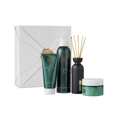 RITUALS Jing Calming Gift Set - Foaming Shower Gel, Body Scrub, Body Cream & Mini Fragrance Stick with Sacred Lotus & Jujube - Medium