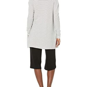 Daily Ritual Women's Supersoft Terry Relaxed-Fit Open Sweatshirt, White/Black, Stripe, Large