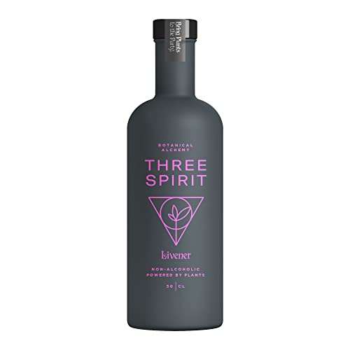 Three Spirit Non-Alcoholic Alternative Spirit- The Livener, 50cl | Energizing with Natural Caffeine, ADAPTOGENS & Watermelon & Ginger | Multi-Award Winning Active botanical, Gluten Free & Vegan Drinks