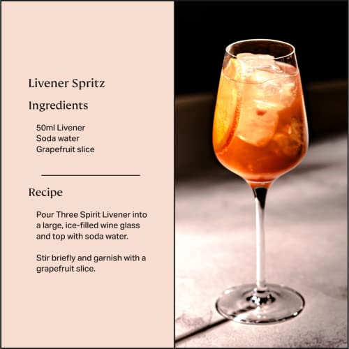 Three Spirit Non-Alcoholic Alternative Spirit- The Livener, 50cl | Energizing with Natural Caffeine, ADAPTOGENS & Watermelon & Ginger | Multi-Award Winning Active botanical, Gluten Free & Vegan Drinks