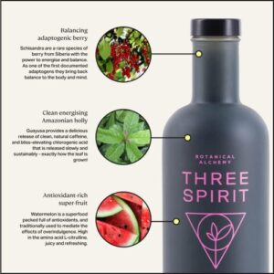 Three Spirit Non-Alcoholic Alternative Spirit- The Livener, 50cl | Energizing with Natural Caffeine, ADAPTOGENS & Watermelon & Ginger | Multi-Award Winning Active botanical, Gluten Free & Vegan Drinks