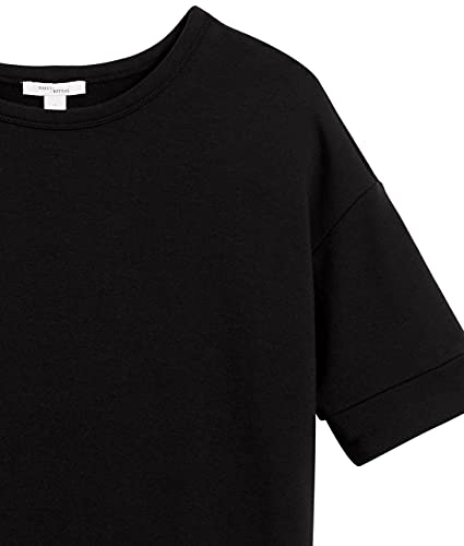 Daily Ritual Women's Terry Cotton and Modal Slouchy Short-Sleeve Sweatshirt, Black, Medium