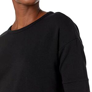 Daily Ritual Women's Terry Cotton and Modal Slouchy Short-Sleeve Sweatshirt, Black, Medium