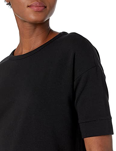 Daily Ritual Women's Terry Cotton and Modal Slouchy Short-Sleeve Sweatshirt, Black, Medium