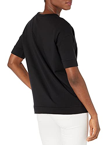 Daily Ritual Women's Terry Cotton and Modal Slouchy Short-Sleeve Sweatshirt, Black, Medium