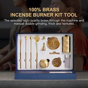 ZODIFEVI 11 Pcs/Set Brass Incense Making Kit Incense Mold Tool, DIY Backflow Tower Incense Cone Molds,Spoon, Press, Shovel, Brush, Bottle Ideal for Yoga Meditation Home Fragrance