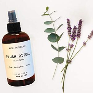 Muse Bath Apothecary Flush Ritual - Aromatic & Refreshing Toilet Spray, Use Before You Go, 8 oz, Infused with Natural Essential Oils - Aloe + Eucalyptus + Lavender, 2 Pack