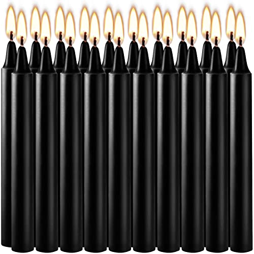 CIPHANDS 20 pcs Unscented Black Mini Taper Candle, 4 Inch Tall x 1/2 Inch Diameter, Great for Casting Chimes, Rituals, Spells, Vigil, Witchcraft, Wiccan Supplies, Wax Play & More