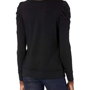 Amazon Essentials Women's Supersoft Terry Pleated-Sleeve Sweatshirt (Previously Daily Ritual), Black, X-Large