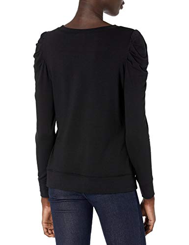 Amazon Essentials Women's Supersoft Terry Pleated-Sleeve Sweatshirt (Previously Daily Ritual), Black, X-Large