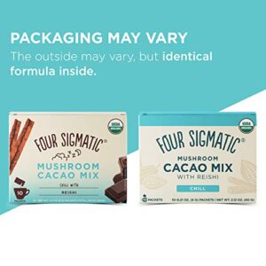 Mushroom Hot Cacao Mix by Four Sigmatic | Organic Reishi Mushroom Cacao Powder | Supports Stress & Sleep | Calm & Relax | Organic Cacao, Reishi, Cinnamon & Cardamom | Vegan & Gluten-Free | 10 Count