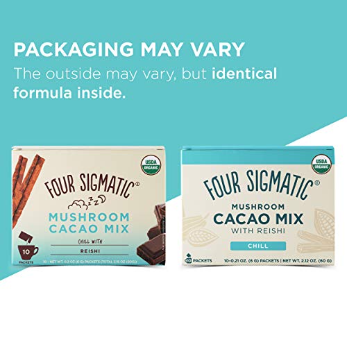 Mushroom Hot Cacao Mix by Four Sigmatic | Organic Reishi Mushroom Cacao Powder | Supports Stress & Sleep | Calm & Relax | Organic Cacao, Reishi, Cinnamon & Cardamom | Vegan & Gluten-Free | 10 Count