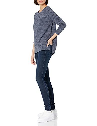 Daily Ritual Women's Oversized Terry Cotton and Modal High-Low Sweatshirt, Navy, Space Dye, Medium