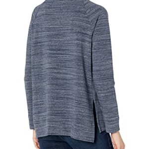 Daily Ritual Women's Oversized Terry Cotton and Modal High-Low Sweatshirt, Navy, Space Dye, Medium