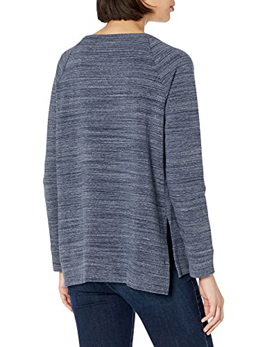 Daily Ritual Women's Oversized Terry Cotton and Modal High-Low Sweatshirt, Navy, Space Dye, Medium